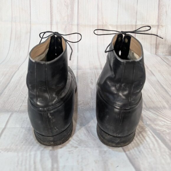 Vintage Black Leather Lace-Up Ankle Boots US Size 8.5/9 - Picture 3 of 12